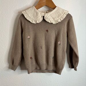 Zara Brown Sweater with Cream Collar